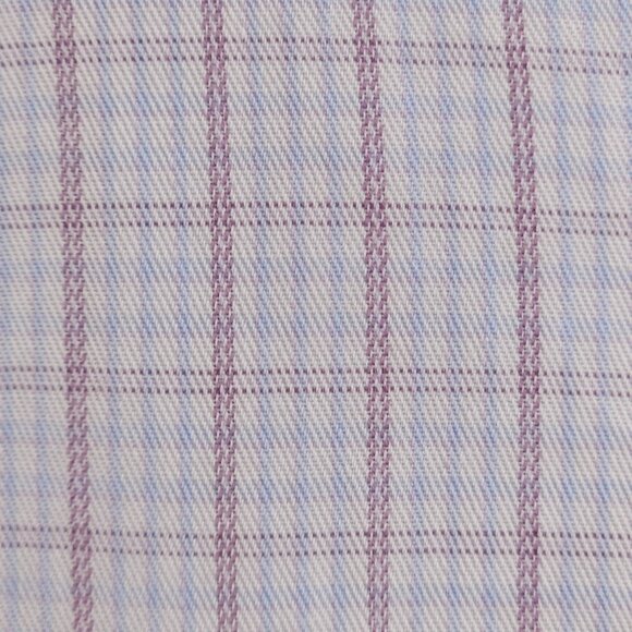 Canali Blue Purple Italy Check All Cotton 15.5 Button Up Luxury Long Sleeve Men - Picture 6 of 16